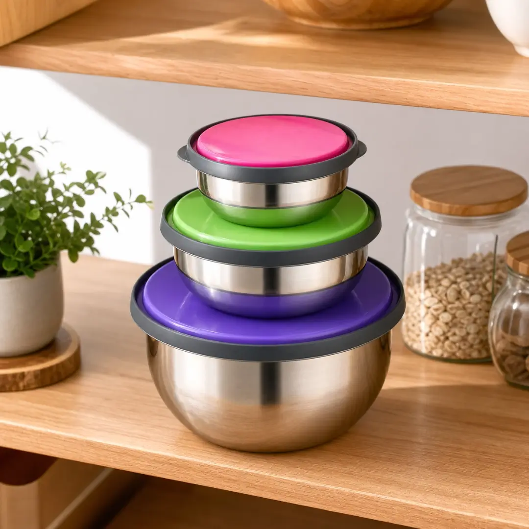 Stainless Steel Colorful 3pcs Bowl Set