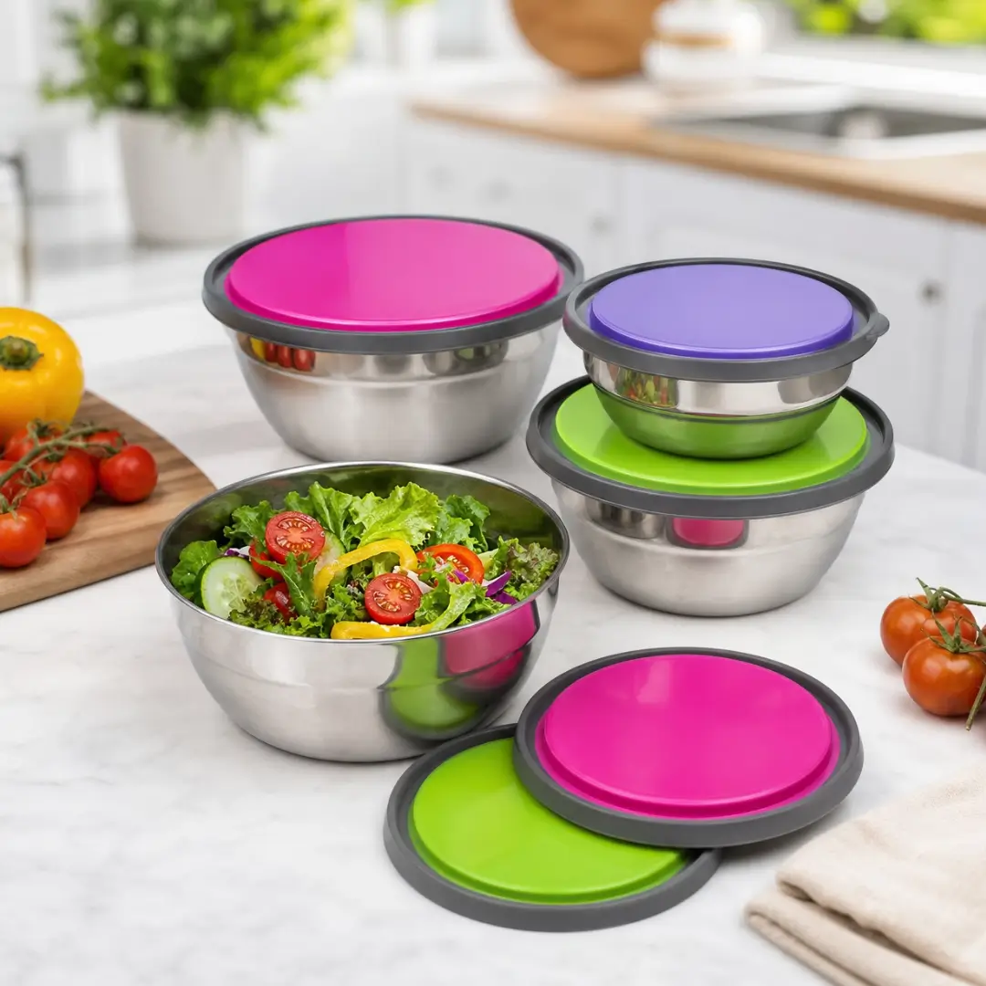 Stainless Steel Colorful 3pcs Bowl Set - Image 2