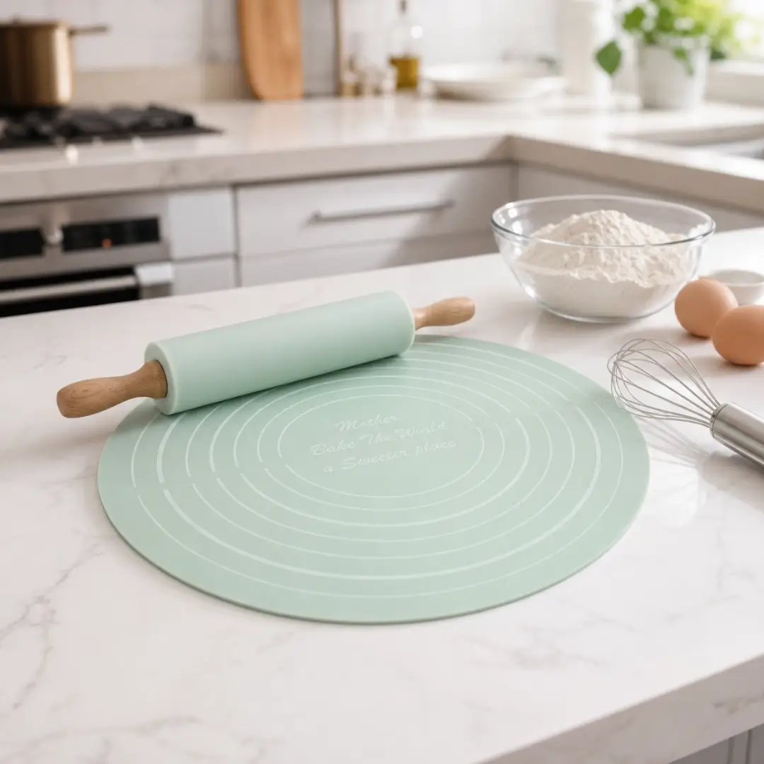 Silicone Dough Mat Rolling Pin Set - Image 2