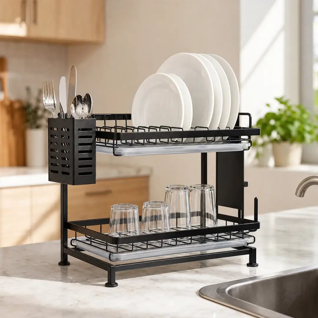 2-Tier Stainless Steel Dish Rack - Image 2