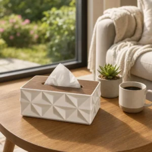 Tissue Box With Wooden Lid