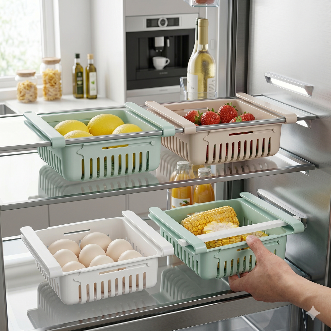 Adjustable Fridge & Kitchen Plastic Basket