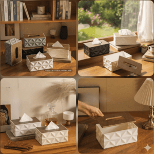 Tissue Box With Wooden Lid