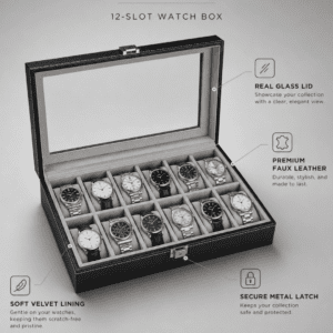 12 Slot Luxury Watch Box Black Color