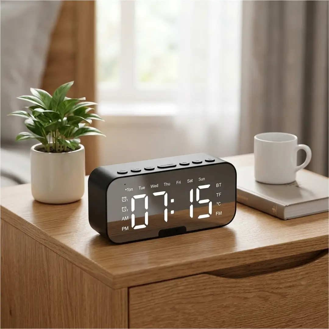 Rechargeable Digital Alarm Clock With Speaker - Image 3