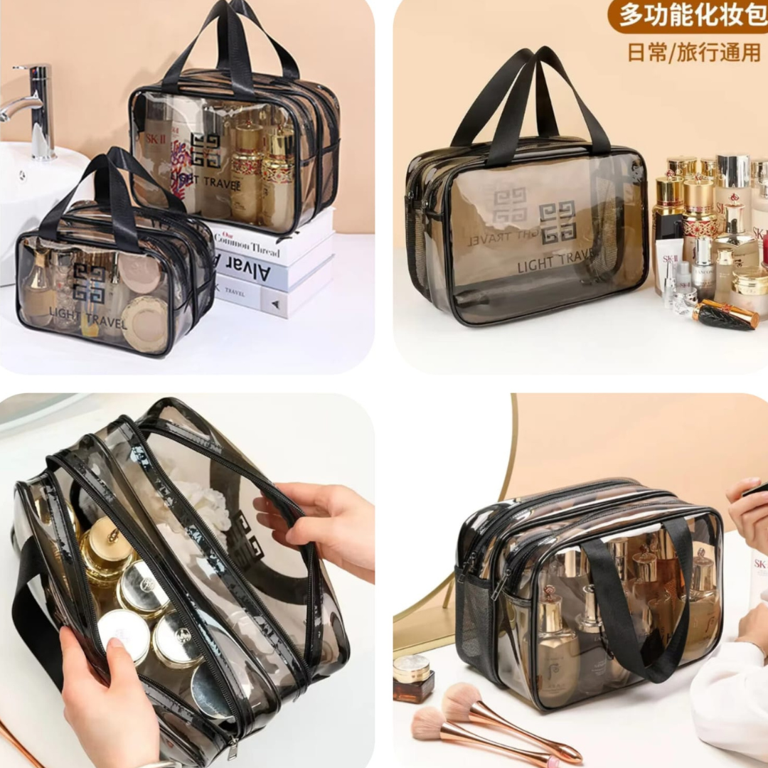Double Layer Transparent Travel Cosmetic Bag - Image 3