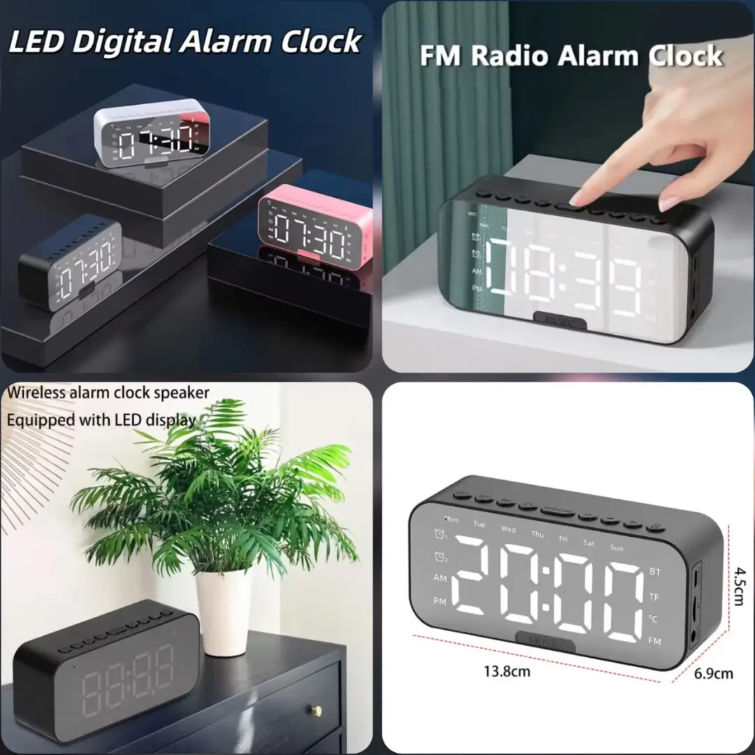 Rechargeable Digital Alarm Clock With Speaker - Image 4