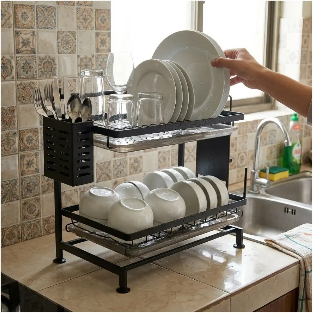 2-Tier Stainless Steel Dish Rack - Image 3