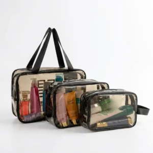 Transparent Travel Cosmetic Bag Pack Of 3