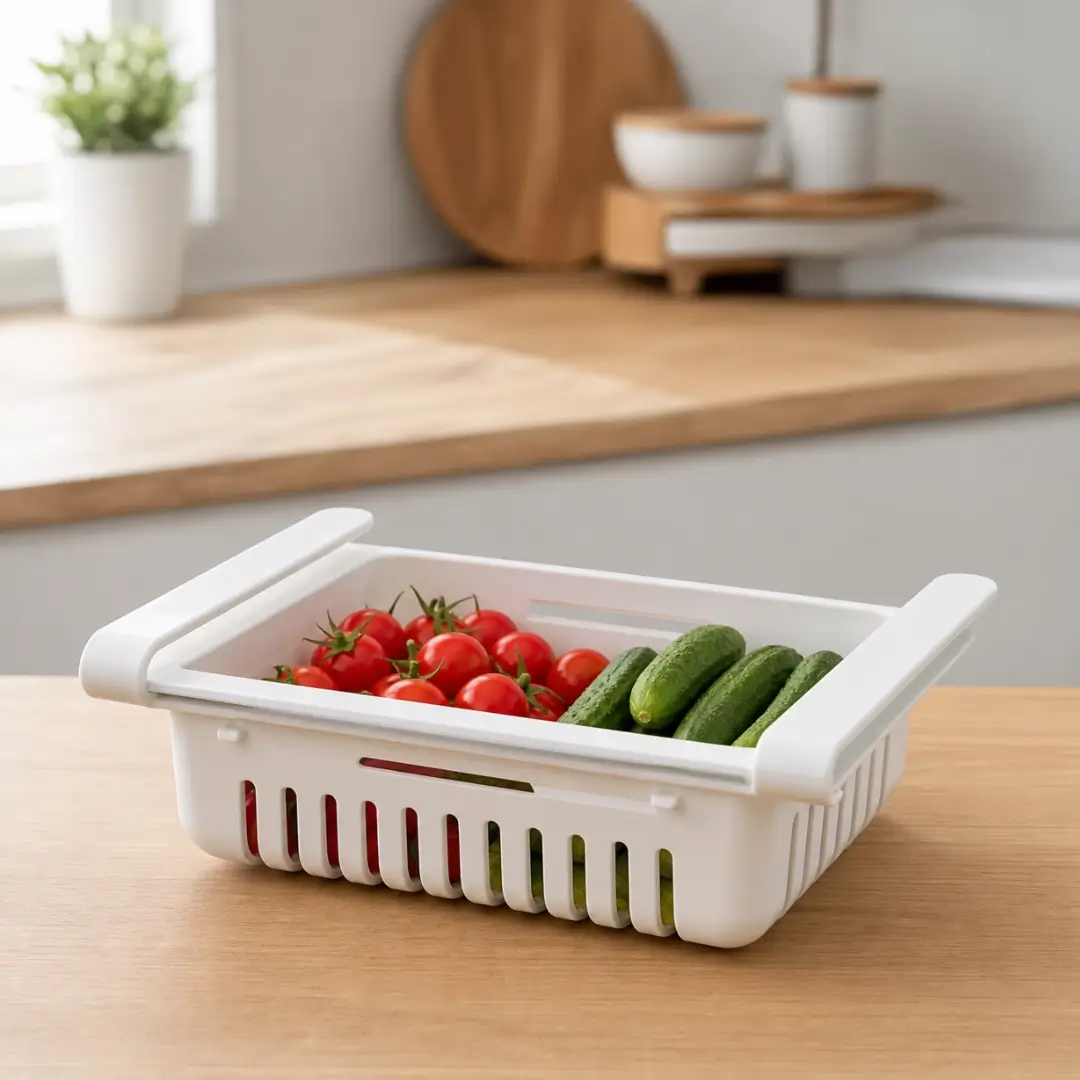 Adjustable Fridge & Kitchen Plastic Basket - Image 2