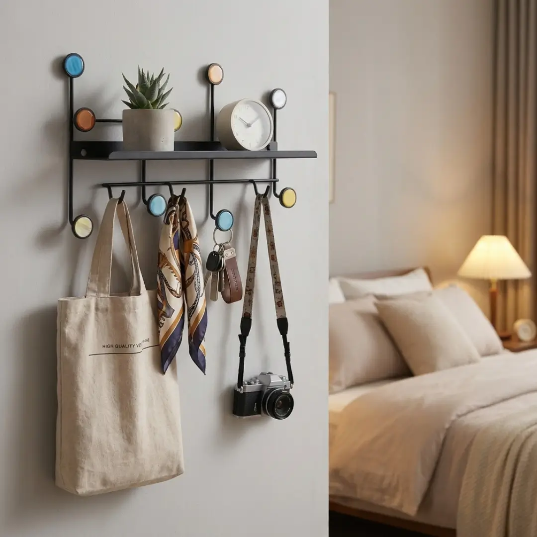 Nordic Style Wall Shelf With Hook Rectangle