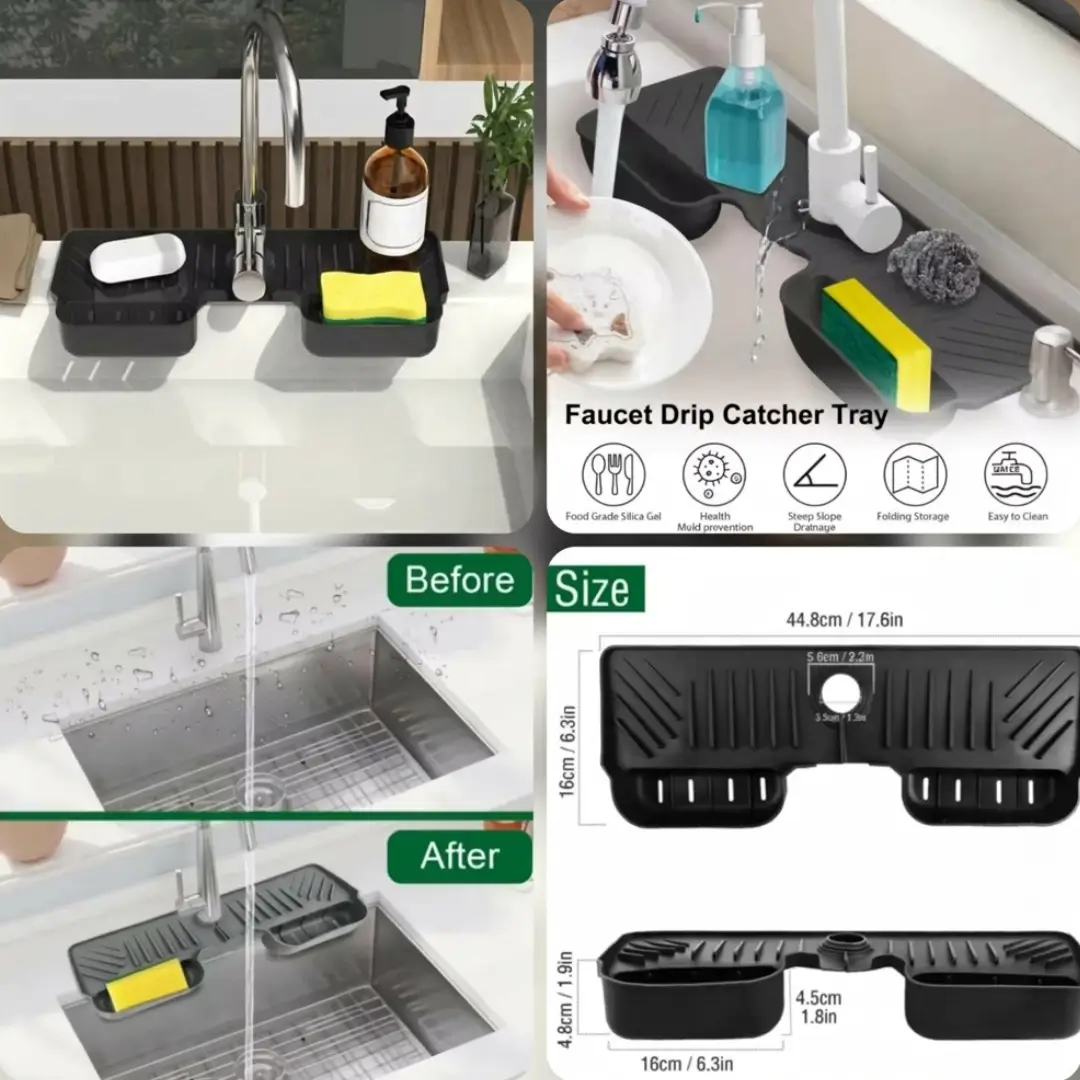 Silicone Sink Mat with Sponge Holder - Image 2