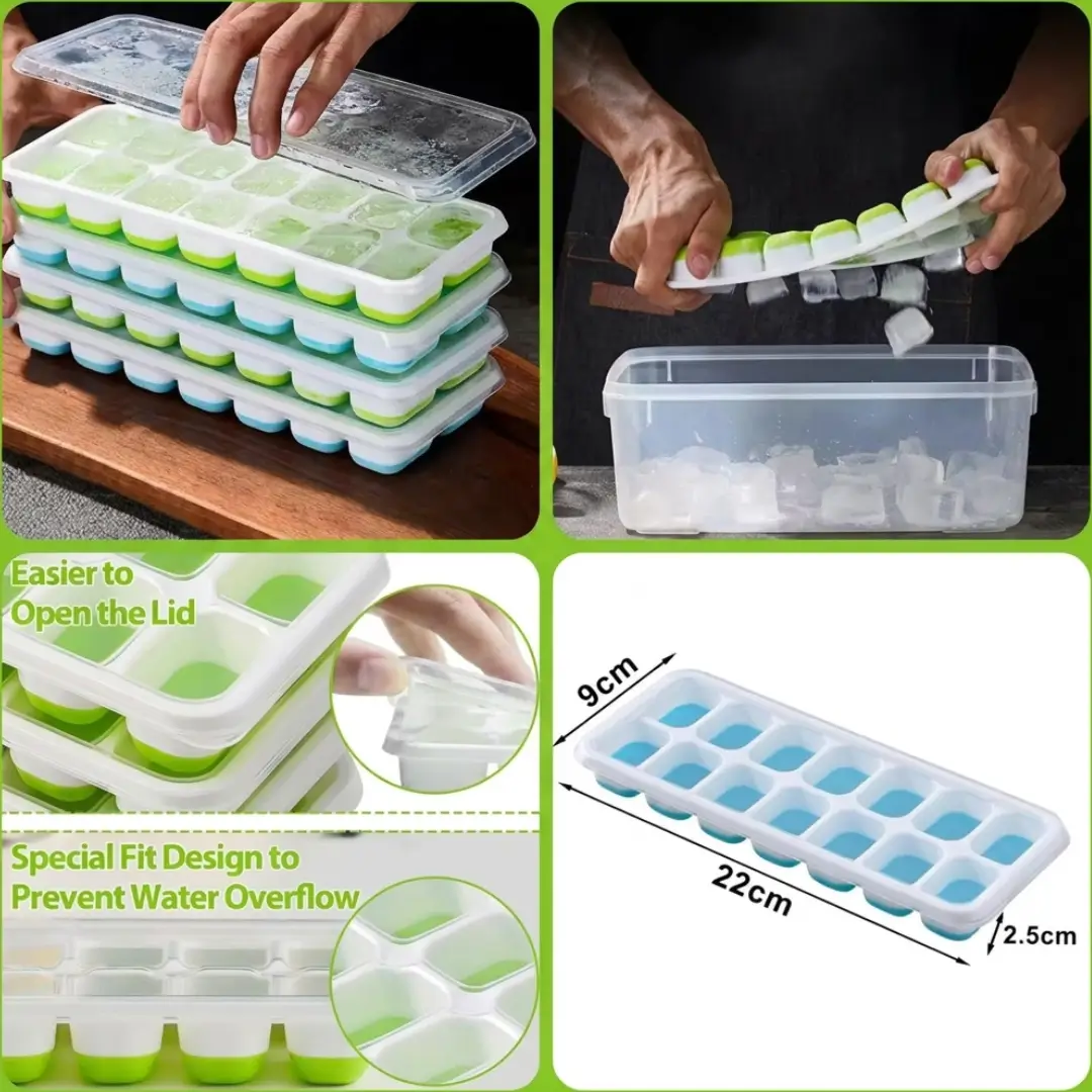14 Grid Ice Cube Tray with Lid - Image 2