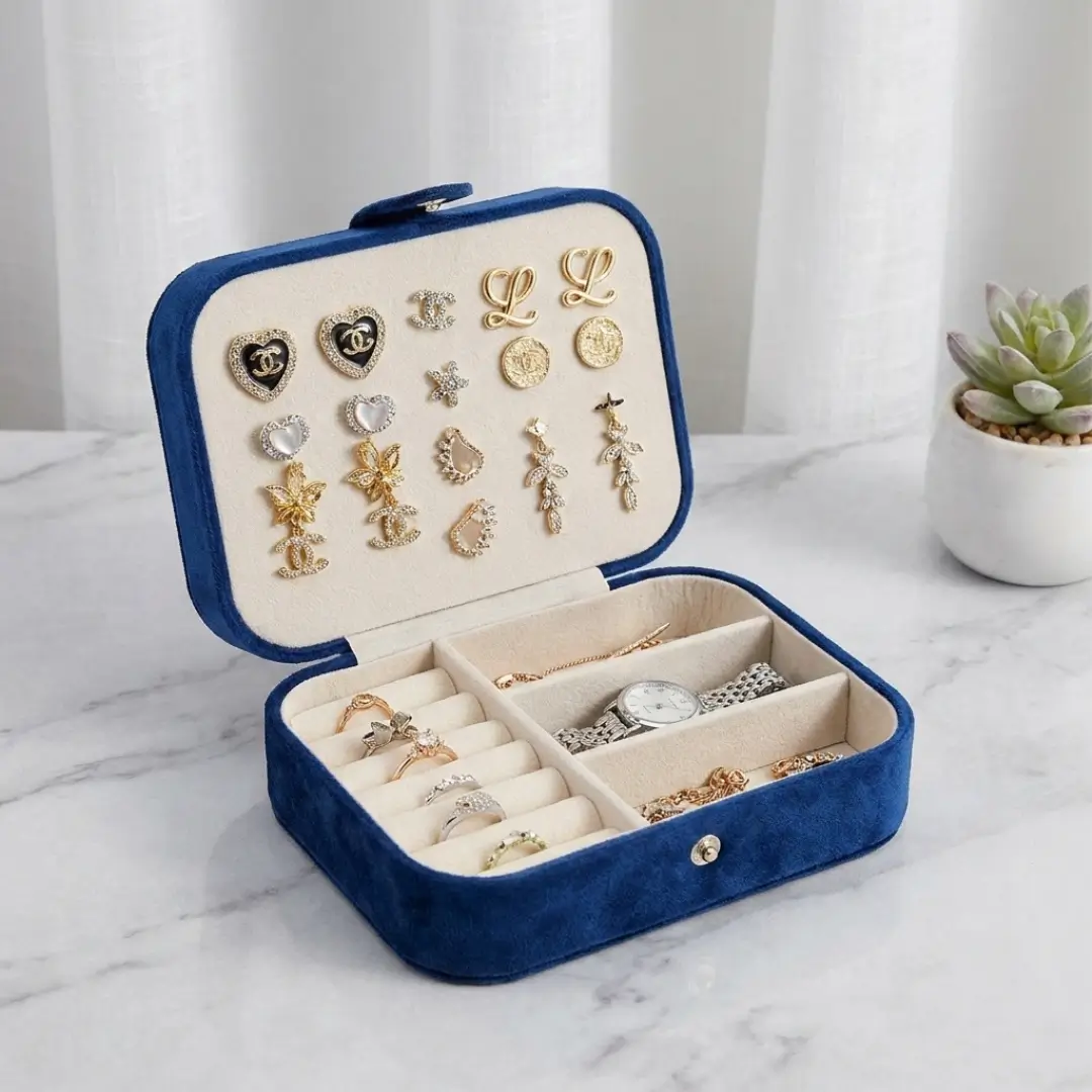 Velvet Medium Leather Jewellery Organizer