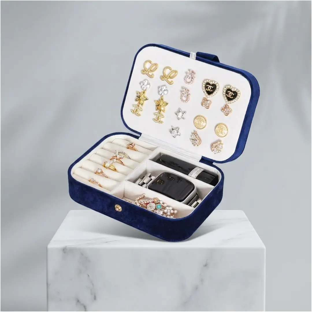 Velvet Medium Leather Jewellery Organizer - Image 2