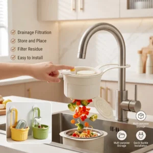 2-in-1 Sink Drain Basket Faucet Hanging Organizer