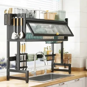 Over-the-Sink Cabinet Rack  Enclosed Dish Drying Organizer