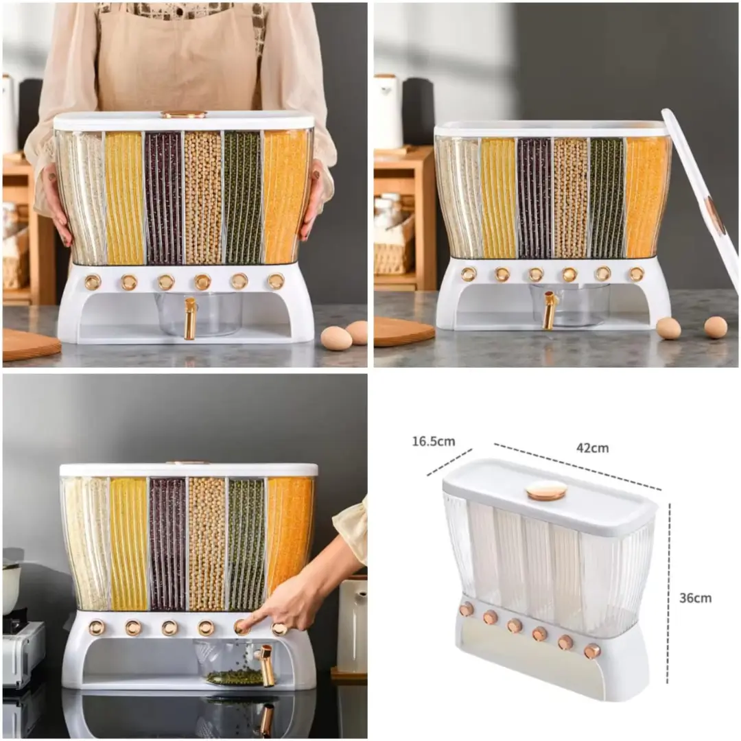 6-Grid 10kg Cereal & Grain Dispenser - Image 2
