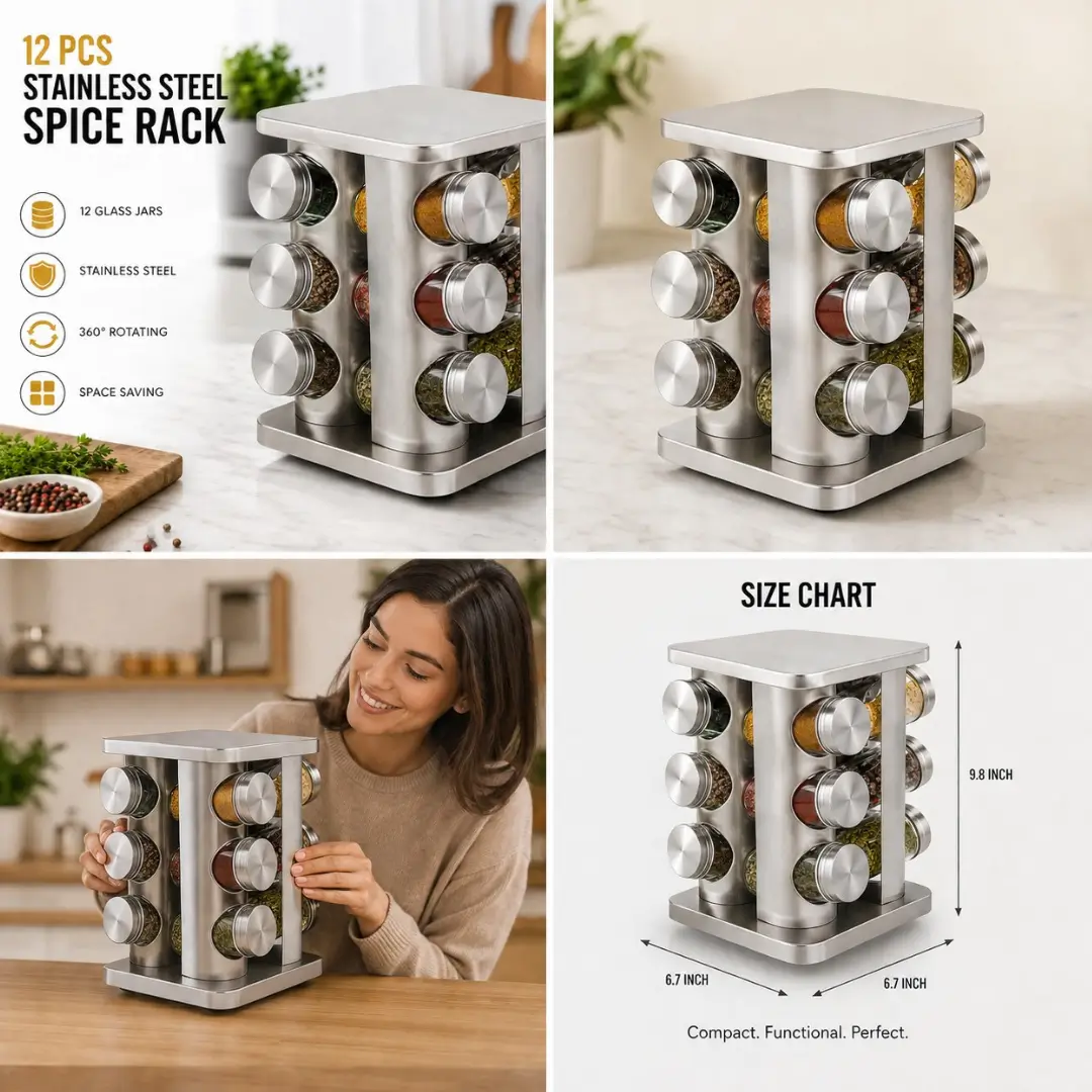 Stainless Steel Revolving Spice Rack - Image 2