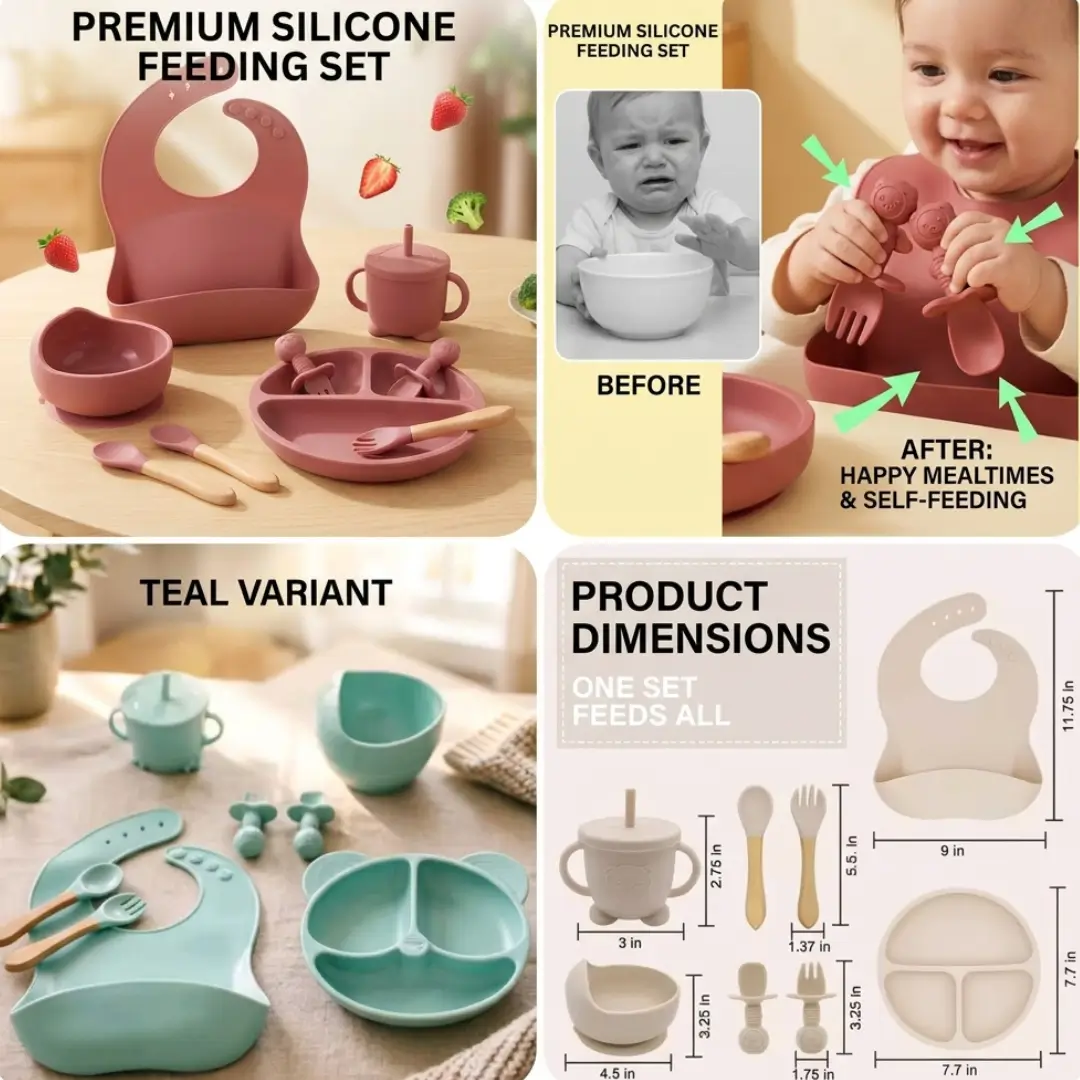 8pcs Silicone Baby Feeding Set - Image 2