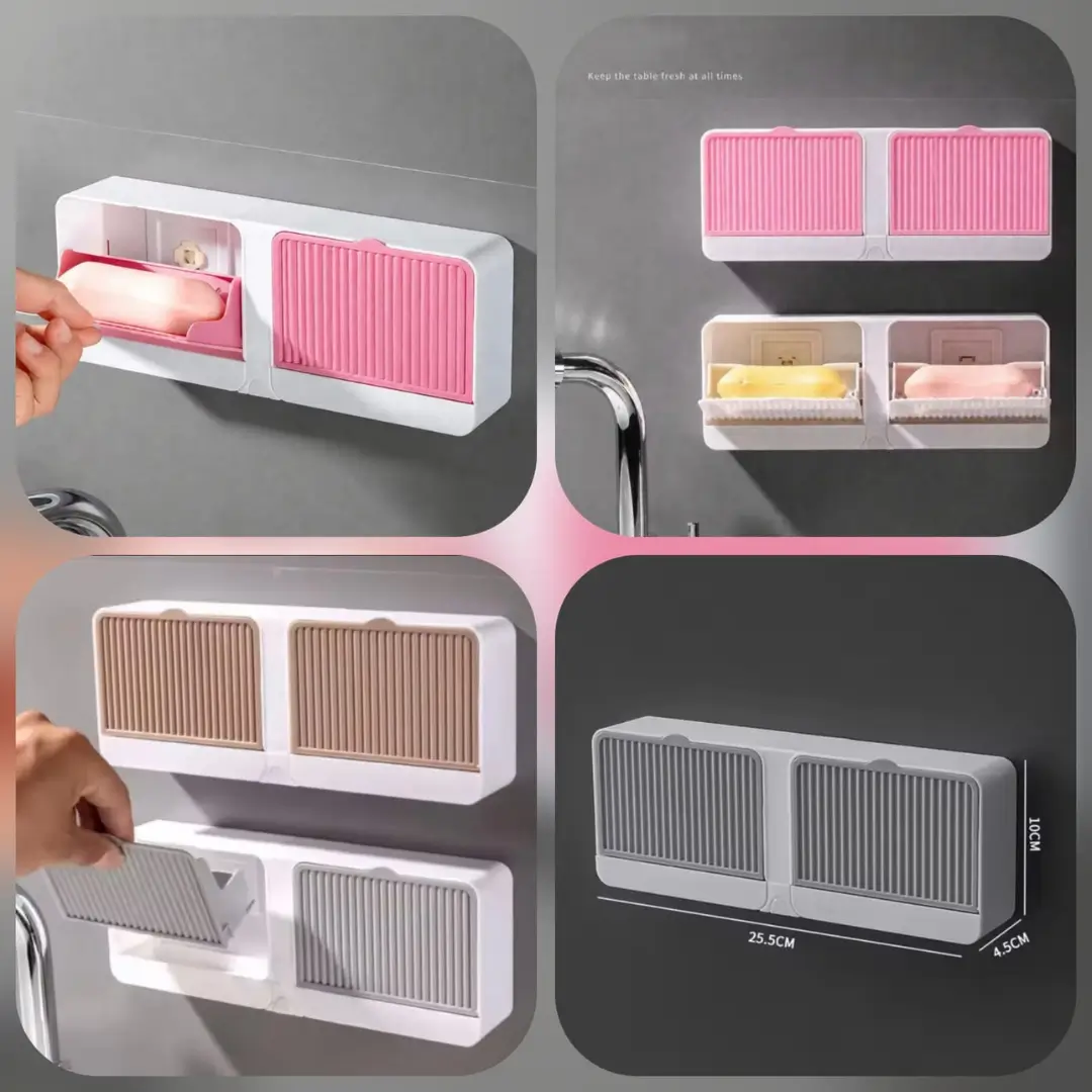 Self-Adhesive Wall-Mounted Double Soap Dish - Image 2