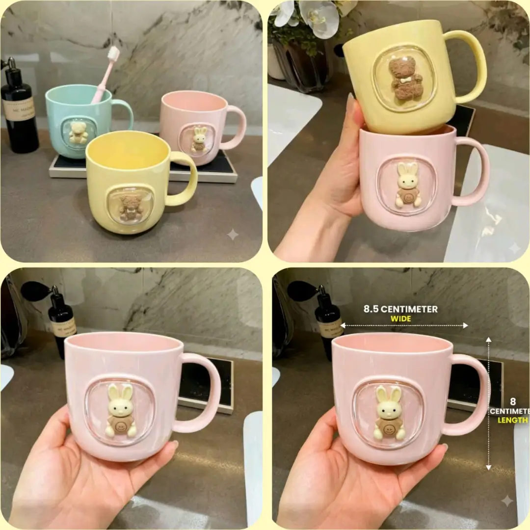 Focus On Cup Cute Bear & Bunny Toy Mug - Image 3