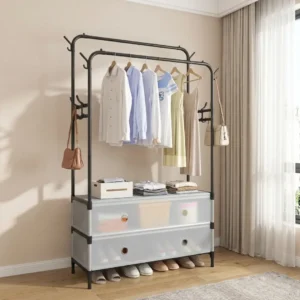 Double pole cloth stand with covered Shoe Rack