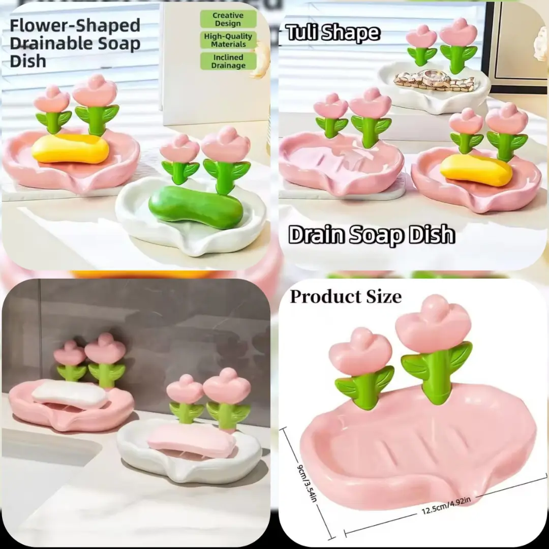 Flower-Shaped Drainable Soap Dish - Image 2
