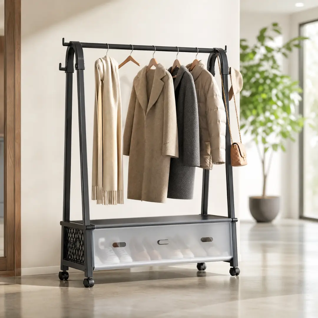 V handle cloth stand with covered Shoe Rack - Image 2