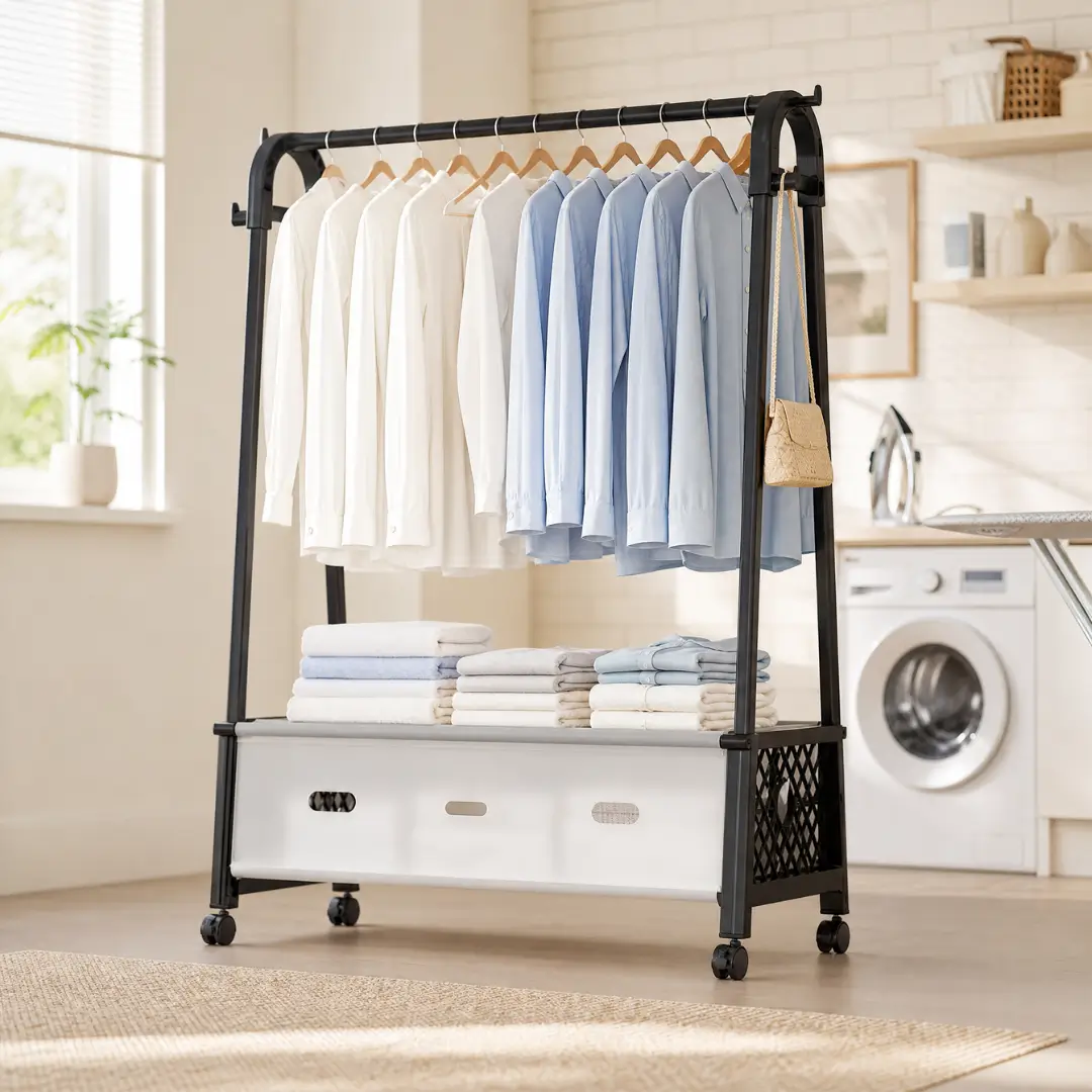 V handle cloth stand with covered Shoe Rack - Image 3