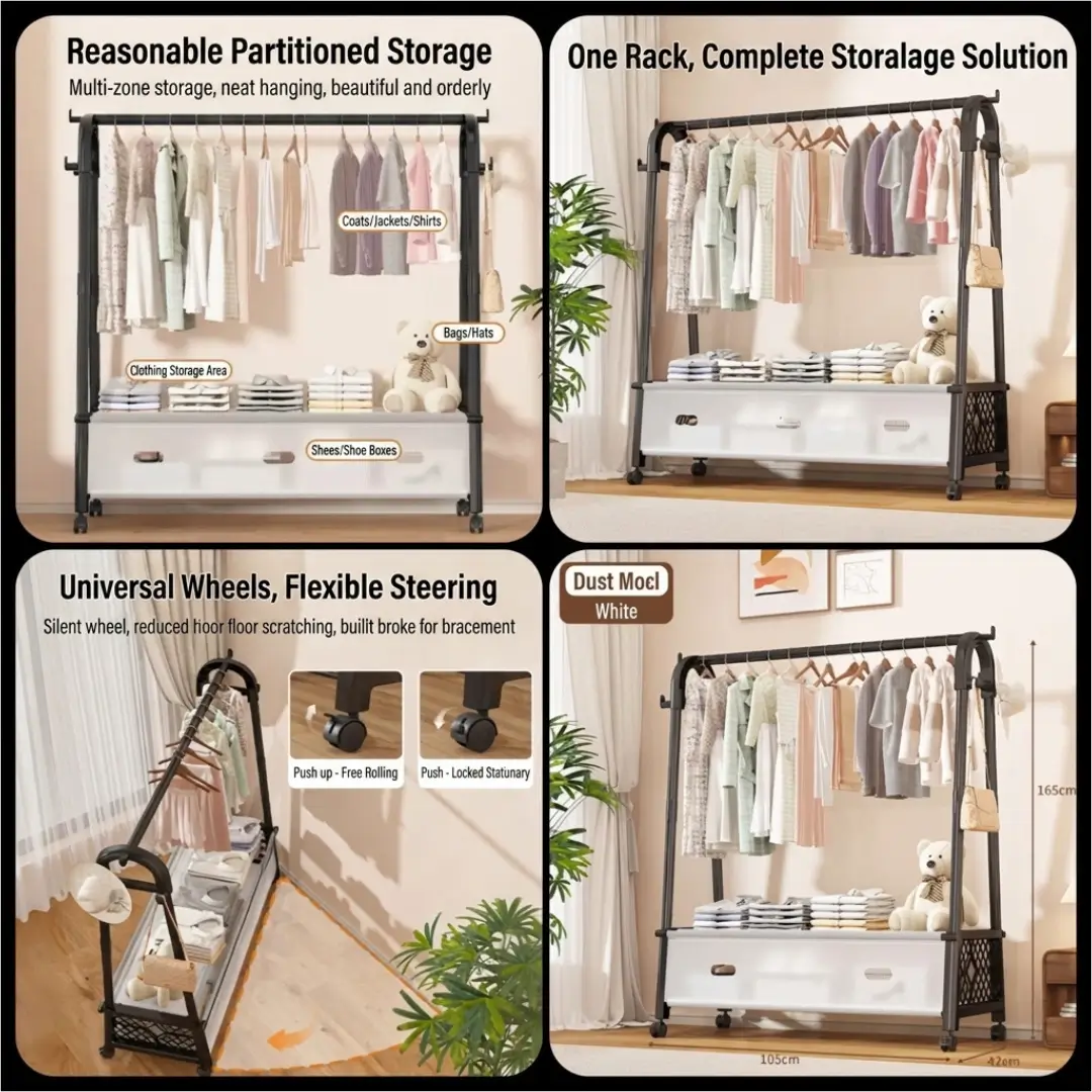 V handle cloth stand with covered Shoe Rack - Image 4
