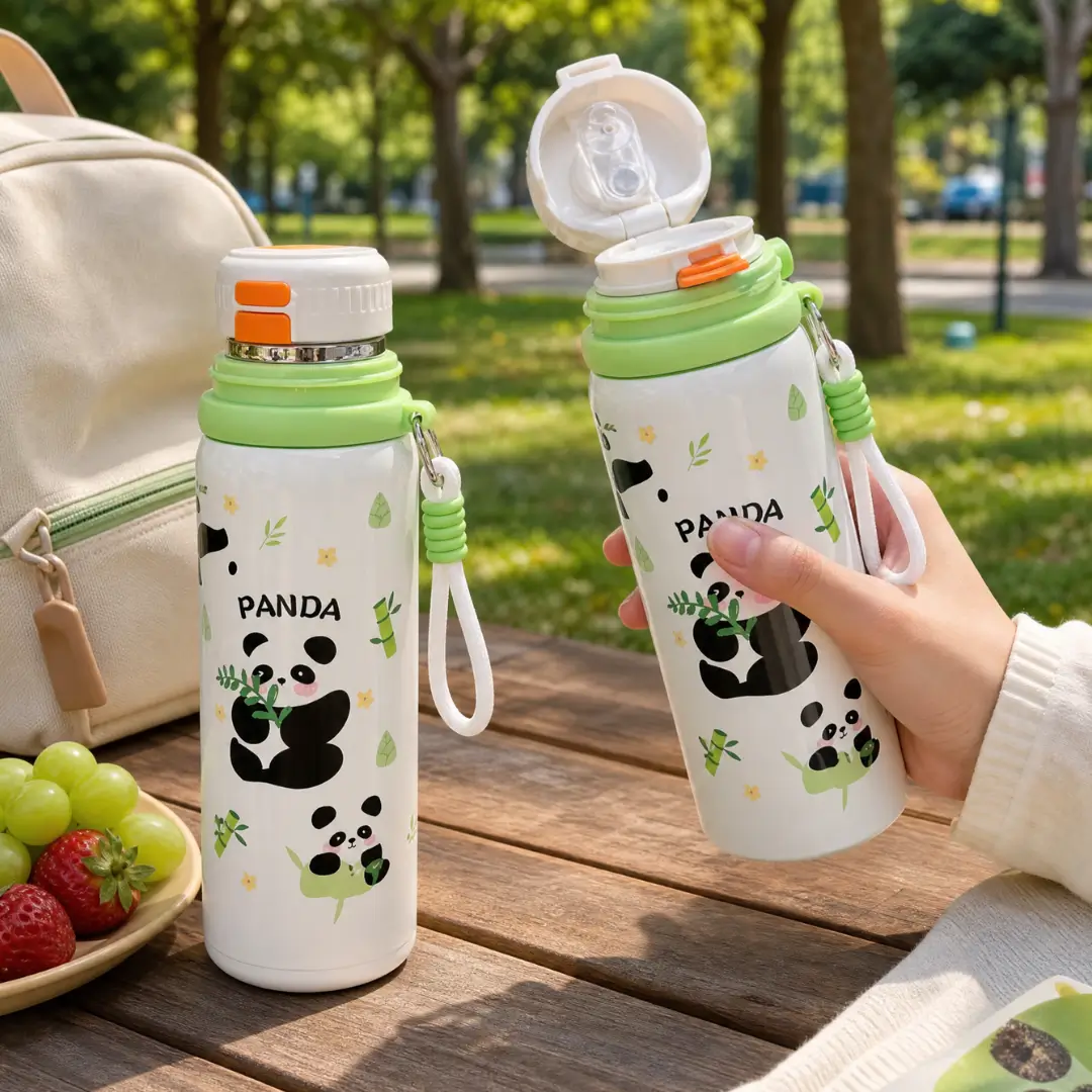 2-in-1 Cute Panda Vacuum-Insulated Bottle - Image 2