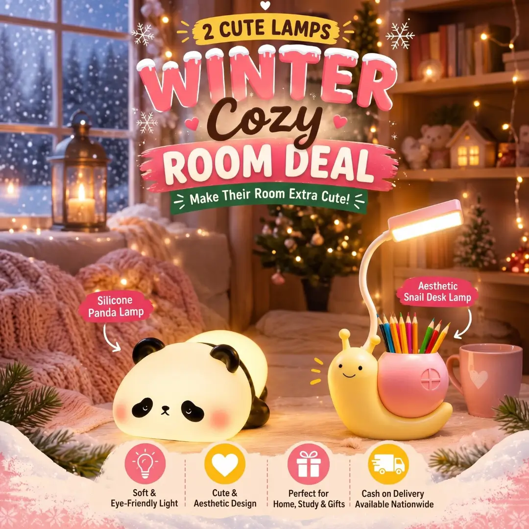 Cute Panda Silicone Lamp & Aesthetic Snail Desk Lamp – Combo Deal (Pack of 2)